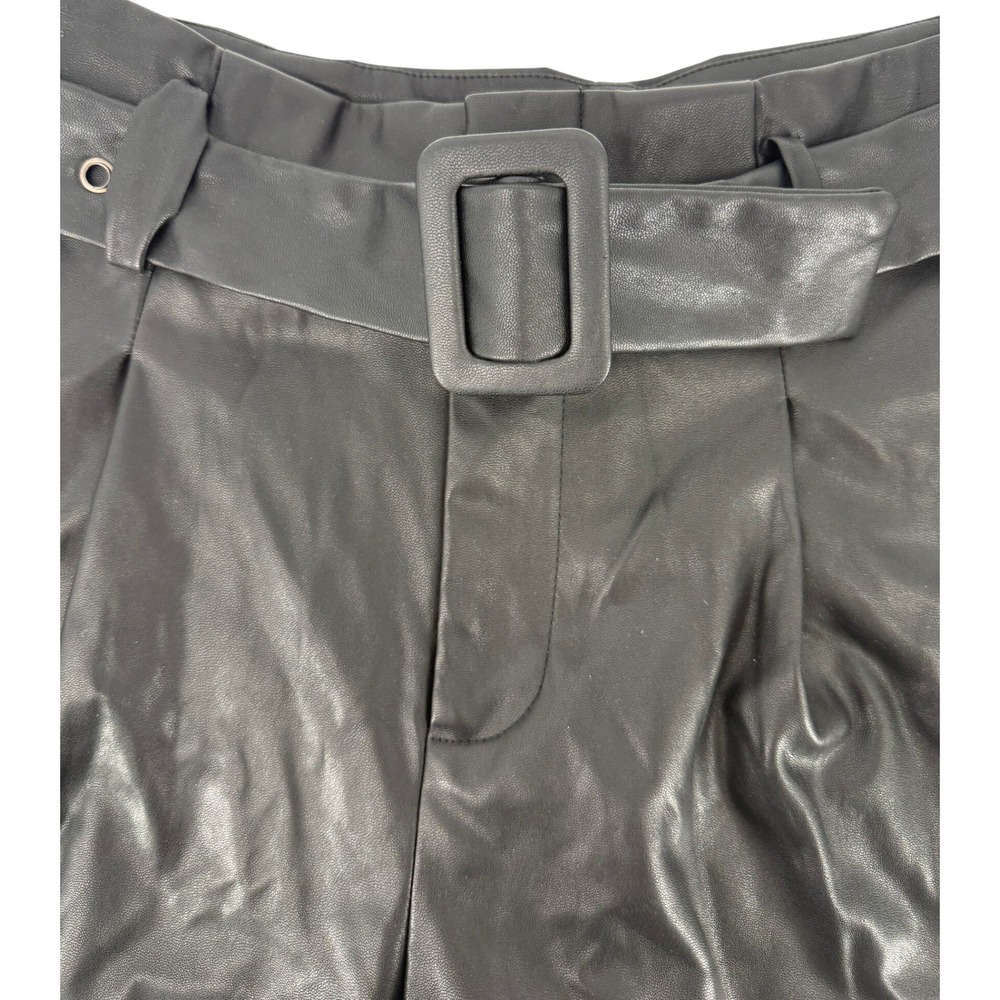 DO+BE Black Faux Leather‎ Belted High Waist Shorts  Edgy Grunge - Picture 4 of 7